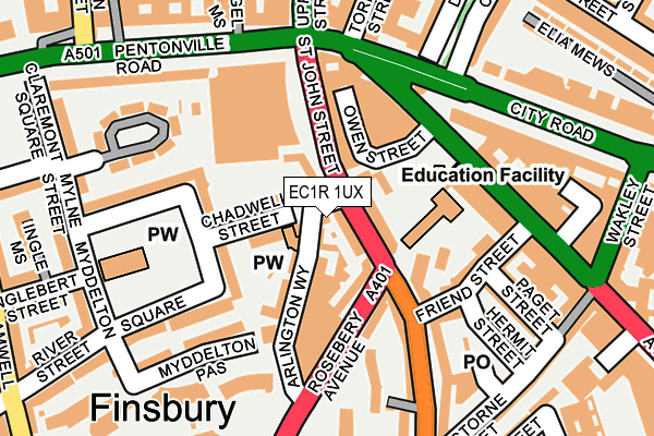 EC1R 1UX map - OS OpenMap – Local (Ordnance Survey) EC1R 1UX map - OS OpenMap – Local (Ordnance Survey)