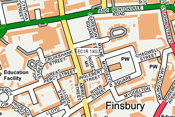EC1R 1XG map - OS OpenMap – Local (Ordnance Survey) EC1R 1XG map - OS OpenMap – Local (Ordnance Survey)