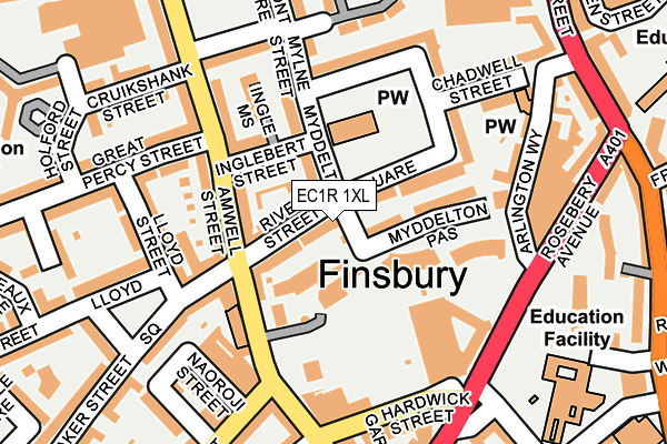 EC1R 1XL map - OS OpenMap – Local (Ordnance Survey) EC1R 1XL map - OS OpenMap – Local (Ordnance Survey)