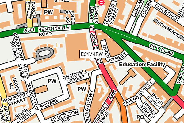 EC1V 4RW map - OS OpenMap – Local (Ordnance Survey) EC1V 4RW map - OS OpenMap – Local (Ordnance Survey)