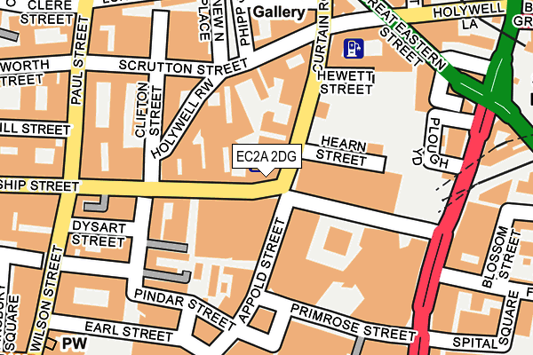 EC2A 2DG map - OS OpenMap – Local (Ordnance Survey) EC2A 2DG map - OS OpenMap – Local (Ordnance Survey)