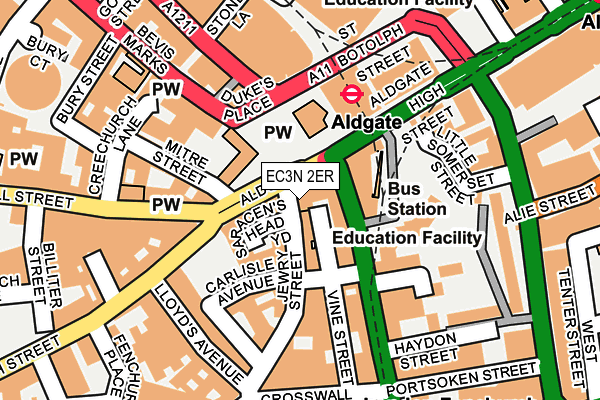 EC3N 2ER map - OS OpenMap – Local (Ordnance Survey)