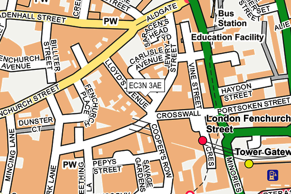 EC3N 3AE map - OS OpenMap – Local (Ordnance Survey)