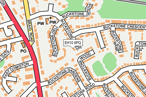 EH10 6PQ map - OS OpenMap – Local (Ordnance Survey) EH10 6PQ map - OS OpenMap – Local (Ordnance Survey)