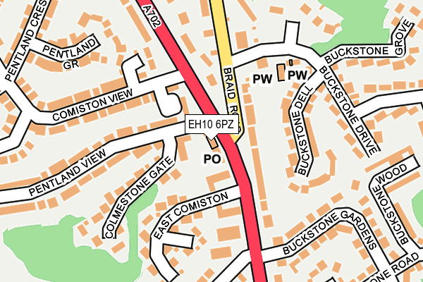 EH10 6PZ map - OS OpenMap – Local (Ordnance Survey)