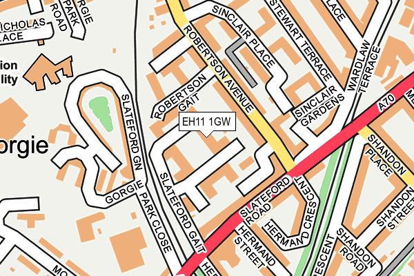 EH11 1GW map - OS OpenMap – Local (Ordnance Survey)
