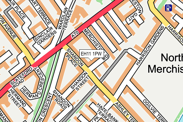 EH11 1PW map - OS OpenMap – Local (Ordnance Survey) EH11 1PW map - OS OpenMap – Local (Ordnance Survey)