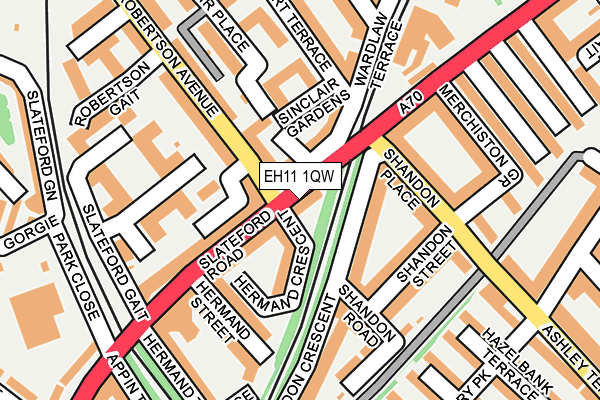 EH11 1QW map - OS OpenMap – Local (Ordnance Survey) EH11 1QW map - OS OpenMap – Local (Ordnance Survey)