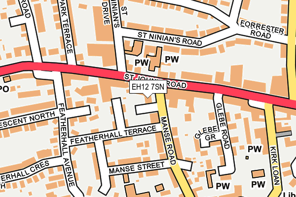 EH12 7SN map - OS OpenMap – Local (Ordnance Survey) EH12 7SN map - OS OpenMap – Local (Ordnance Survey)