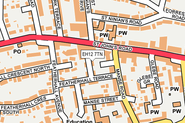 EH12 7TN map - OS OpenMap – Local (Ordnance Survey) EH12 7TN map - OS OpenMap – Local (Ordnance Survey)