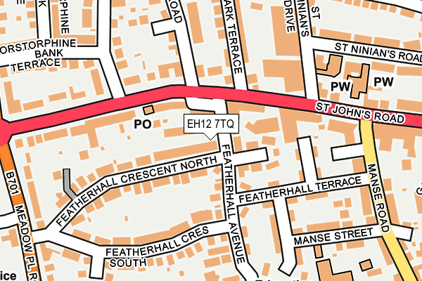 EH12 7TQ map - OS OpenMap – Local (Ordnance Survey) EH12 7TQ map - OS OpenMap – Local (Ordnance Survey)
