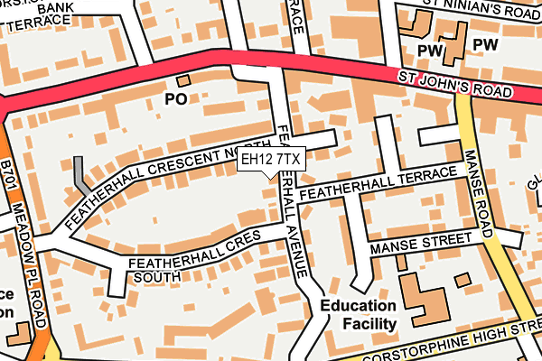 EH12 7TX map - OS OpenMap – Local (Ordnance Survey) EH12 7TX map - OS OpenMap – Local (Ordnance Survey)