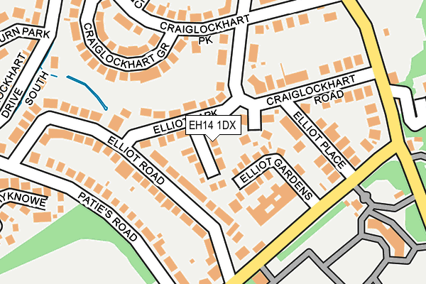 EH14 1DX map - OS OpenMap – Local (Ordnance Survey)