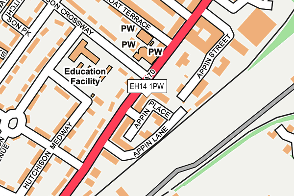 EH14 1PW map - OS OpenMap – Local (Ordnance Survey) EH14 1PW map - OS OpenMap – Local (Ordnance Survey)