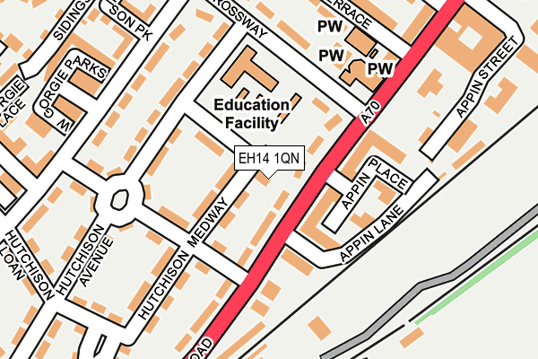 EH14 1QN map - OS OpenMap – Local (Ordnance Survey) EH14 1QN map - OS OpenMap – Local (Ordnance Survey)