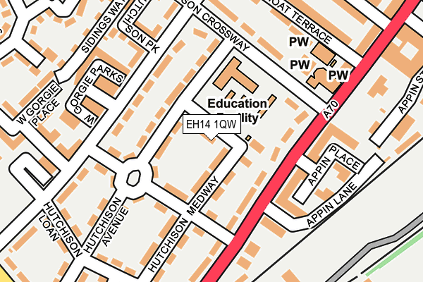 EH14 1QW map - OS OpenMap – Local (Ordnance Survey) EH14 1QW map - OS OpenMap – Local (Ordnance Survey)