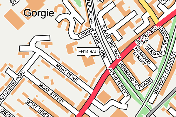 EH14 9AU map - OS OpenMap – Local (Ordnance Survey) EH14 9AU map - OS OpenMap – Local (Ordnance Survey)