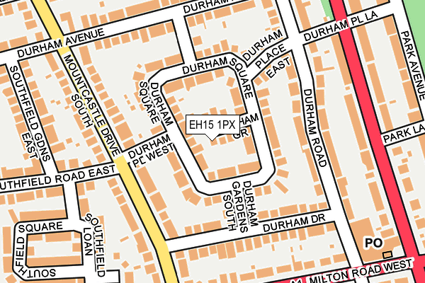 EH15 1PX map - OS OpenMap – Local (Ordnance Survey) EH15 1PX map - OS OpenMap – Local (Ordnance Survey)