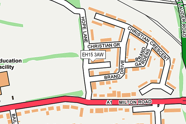 EH15 3AW map - OS OpenMap – Local (Ordnance Survey) EH15 3AW map - OS OpenMap – Local (Ordnance Survey)