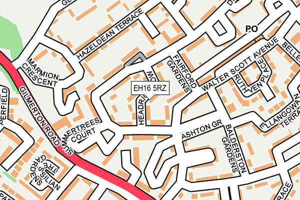 EH16 5RZ map - OS OpenMap – Local (Ordnance Survey)