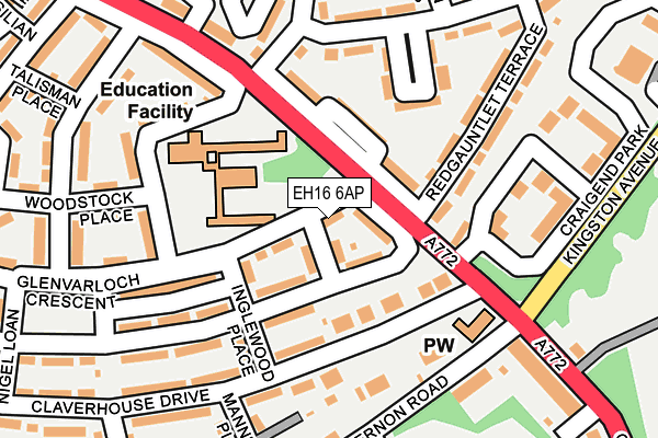 EH16 6AP map - OS OpenMap – Local (Ordnance Survey) EH16 6AP map - OS OpenMap – Local (Ordnance Survey)