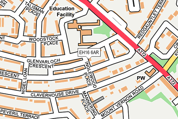 EH16 6AR map - OS OpenMap – Local (Ordnance Survey) EH16 6AR map - OS OpenMap – Local (Ordnance Survey)