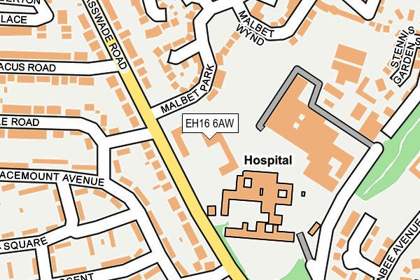 EH16 6AW map - OS OpenMap – Local (Ordnance Survey) EH16 6AW map - OS OpenMap – Local (Ordnance Survey)