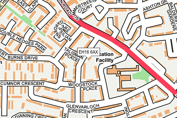 EH16 6AX map - OS OpenMap – Local (Ordnance Survey) EH16 6AX map - OS OpenMap – Local (Ordnance Survey)