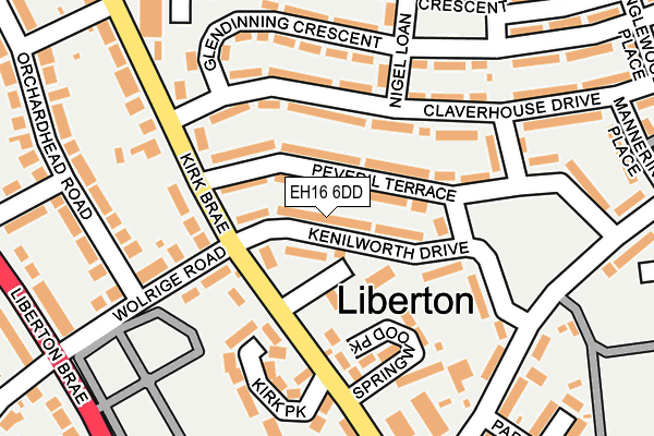 EH16 6DD map - OS OpenMap – Local (Ordnance Survey)