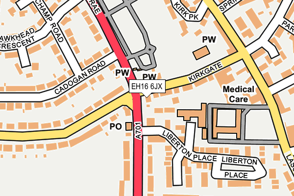 EH16 6JX map - OS OpenMap – Local (Ordnance Survey) EH16 6JX map - OS OpenMap – Local (Ordnance Survey)