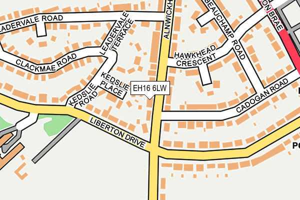 EH16 6LW map - OS OpenMap – Local (Ordnance Survey) EH16 6LW map - OS OpenMap – Local (Ordnance Survey)