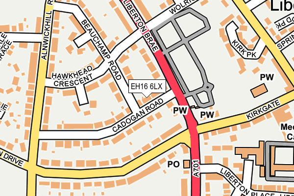 EH16 6LX map - OS OpenMap – Local (Ordnance Survey) EH16 6LX map - OS OpenMap – Local (Ordnance Survey)