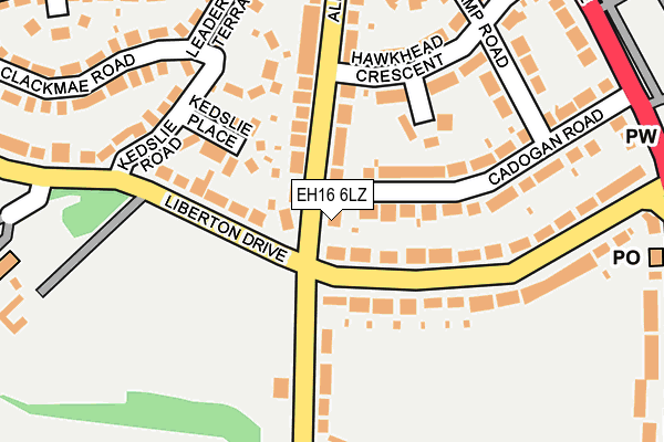 EH16 6LZ map - OS OpenMap – Local (Ordnance Survey) EH16 6LZ map - OS OpenMap – Local (Ordnance Survey)