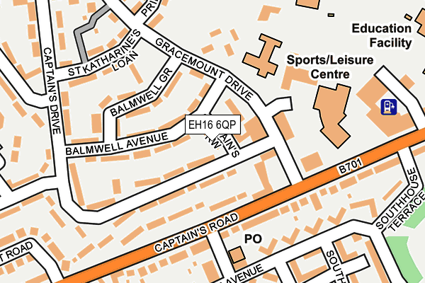 EH16 6QP map - OS OpenMap – Local (Ordnance Survey) EH16 6QP map - OS OpenMap – Local (Ordnance Survey)