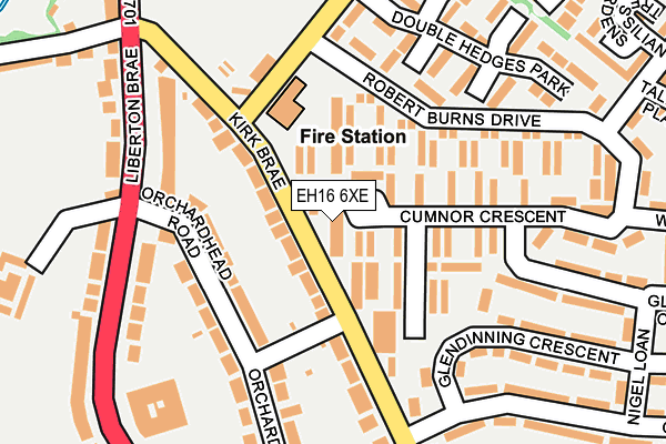 EH16 6XE map - OS OpenMap – Local (Ordnance Survey) EH16 6XE map - OS OpenMap – Local (Ordnance Survey)