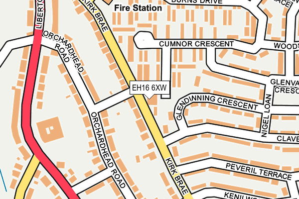 EH16 6XW map - OS OpenMap – Local (Ordnance Survey) EH16 6XW map - OS OpenMap – Local (Ordnance Survey)