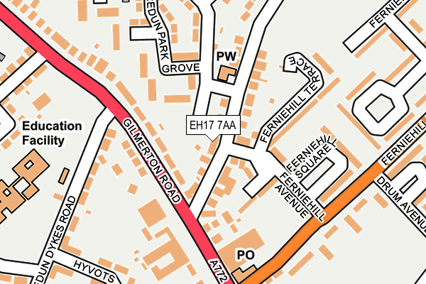 EH17 7AA map - OS OpenMap – Local (Ordnance Survey) EH17 7AA map - OS OpenMap – Local (Ordnance Survey)