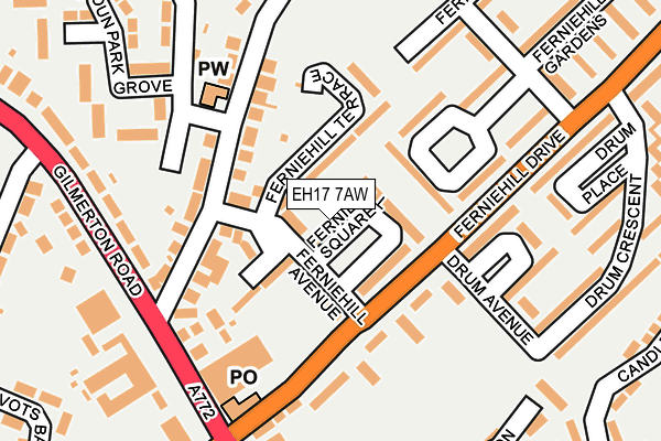 EH17 7AW map - OS OpenMap – Local (Ordnance Survey) EH17 7AW map - OS OpenMap – Local (Ordnance Survey)