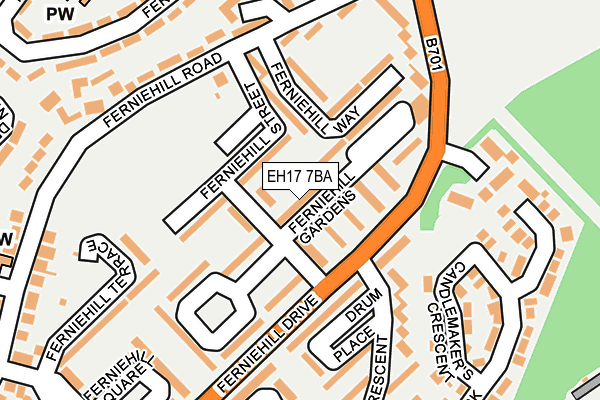 EH17 7BA map - OS OpenMap – Local (Ordnance Survey) EH17 7BA map - OS OpenMap – Local (Ordnance Survey)