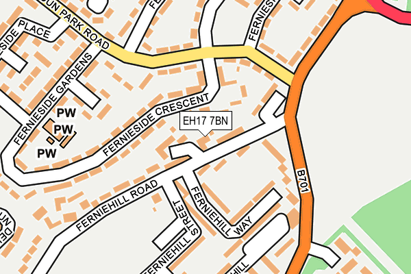 EH17 7BN map - OS OpenMap – Local (Ordnance Survey) EH17 7BN map - OS OpenMap – Local (Ordnance Survey)