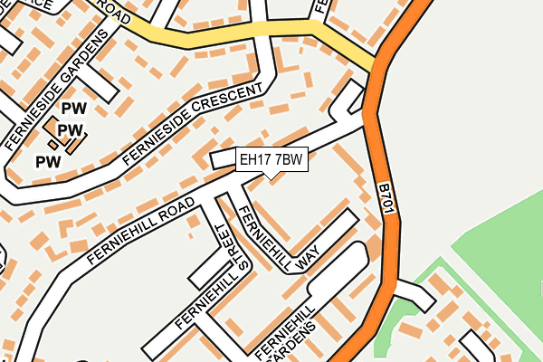 EH17 7BW map - OS OpenMap – Local (Ordnance Survey) EH17 7BW map - OS OpenMap – Local (Ordnance Survey)