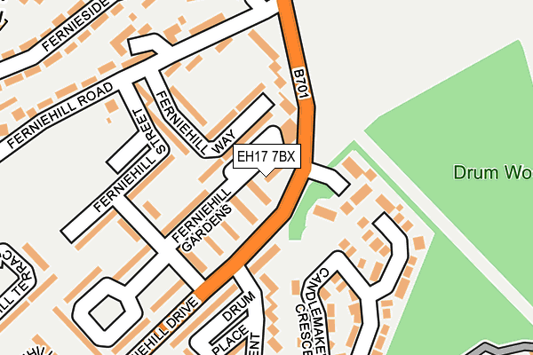EH17 7BX map - OS OpenMap – Local (Ordnance Survey) EH17 7BX map - OS OpenMap – Local (Ordnance Survey)