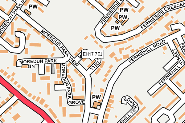 EH17 7EJ map - OS OpenMap – Local (Ordnance Survey) EH17 7EJ map - OS OpenMap – Local (Ordnance Survey)