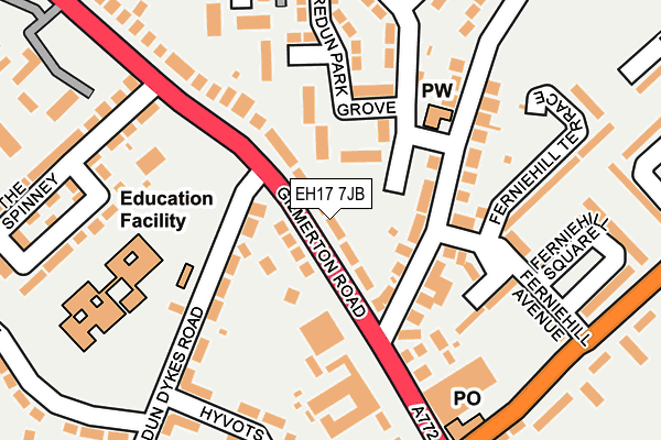 EH17 7JB map - OS OpenMap – Local (Ordnance Survey) EH17 7JB map - OS OpenMap – Local (Ordnance Survey)