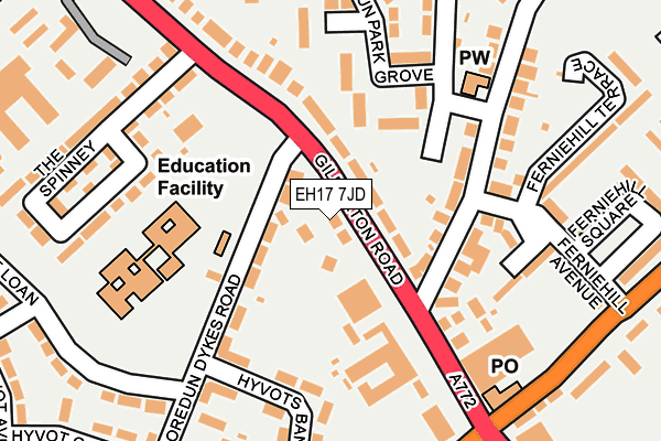 EH17 7JD map - OS OpenMap – Local (Ordnance Survey) EH17 7JD map - OS OpenMap – Local (Ordnance Survey)