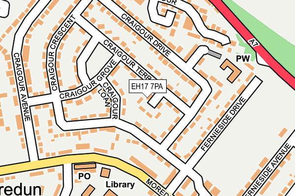 EH17 7PA map - OS OpenMap – Local (Ordnance Survey) EH17 7PA map - OS OpenMap – Local (Ordnance Survey)