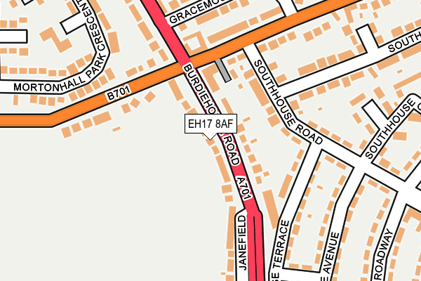 EH17 8AF map - OS OpenMap – Local (Ordnance Survey) EH17 8AF map - OS OpenMap – Local (Ordnance Survey)
