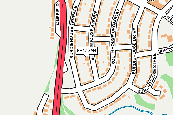 EH17 8AN map - OS OpenMap – Local (Ordnance Survey) EH17 8AN map - OS OpenMap – Local (Ordnance Survey)