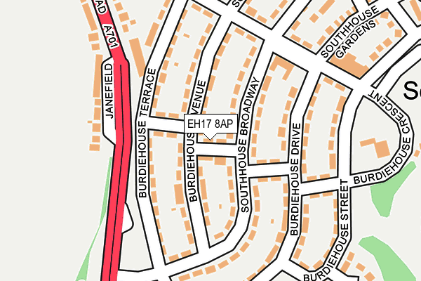 EH17 8AP map - OS OpenMap – Local (Ordnance Survey) EH17 8AP map - OS OpenMap – Local (Ordnance Survey)
