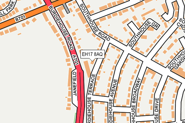 EH17 8AQ map - OS OpenMap – Local (Ordnance Survey) EH17 8AQ map - OS OpenMap – Local (Ordnance Survey)